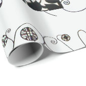 PAPIER CADEAU AMIE AVEC ROSE ROUGE, STUME DE BEAUTÉ ART DÉCO (Coin rond)