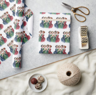 Papier Cadeau Amies qui trinquent avec des verres à vin