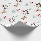 Papier Cadeau Amis de fête Penguin de Noël, Reindeer, Neige (Coin)