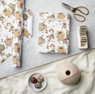 Papier Cadeau Amis doux de Noël vintage cosy