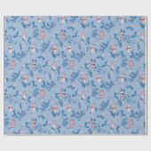 Papier Cadeau Amis drôles de la forêt Motif de forêt bleue hive (Plat)