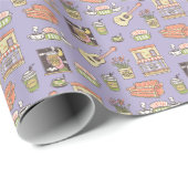 Papier Cadeau AMIS™ | Motif d'icône violet (Coin rond)