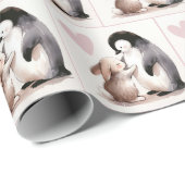 Papier Cadeau Amitié Bunny et Penguin (Coin rond)