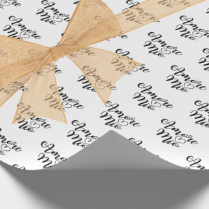 Papier Cadeau Amore Mio (Mon amour) Script Noir Chic Répétition