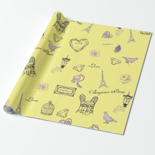 Papier Cadeau Amour à Peris Bohemian Chic Floral Voyageurs fille