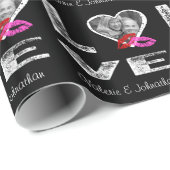 Papier Cadeau AMOUR avec la photo et les baisers de couples (Coin rond)