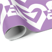 Papier Cadeau Amour blanc sur violet (Coin rond)