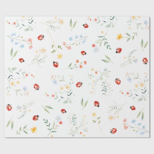 Papier Cadeau Amour Bug Joli jardin d'été (Plat)