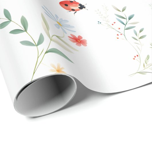 Papier Cadeau Amour Bug Joli jardin d'été (Coin rond)