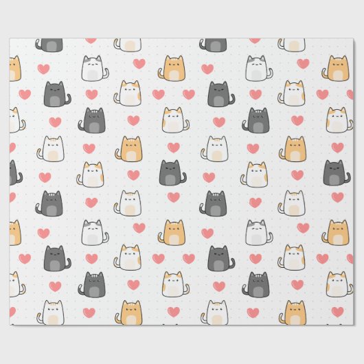 Papier Cadeau Amour, Chat (Plat)