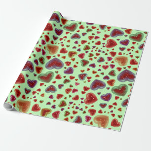 Papier Cadeau Amour, coeur de gloire, Vert 2