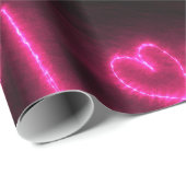 Papier Cadeau amour coeur néon chaud rose noir papier d'emballag (Coin rond)