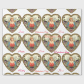 Papier Cadeau AMOUR CUPIDE AU COEUR ET PANSIES Saint-Valentin (Plat)