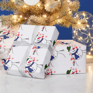 Papier Cadeau Amour de Bonhomme de Neige