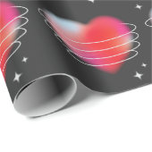 Papier Cadeau Amour de l'espace, coeur rouge valentines hitech j (Coin rond)