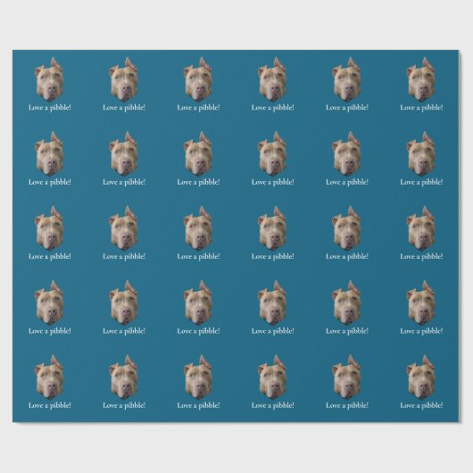 Papier Cadeau Amour de Pit Bull pour un Pibble (Plat)