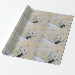 Papier Cadeau Amour d'ours blanc
