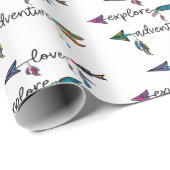 Papier Cadeau Amour Explore Aventure Arrow Tribal Boho Design (Coin rond)