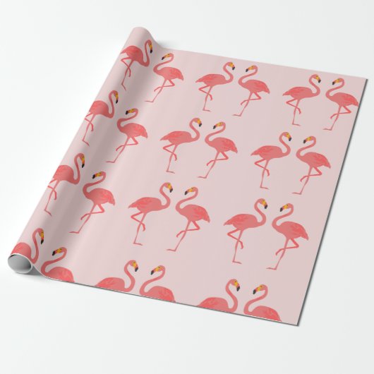 Papier Cadeau Amour Flamant rose (Déroulé)