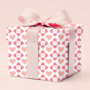 Papier Cadeau Amour géométrique moderne floral cœur rose pêche