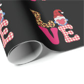 Papier Cadeau Amour Gnome Valentines Jour Buffalo Rouge Plaid Le (Coin rond)