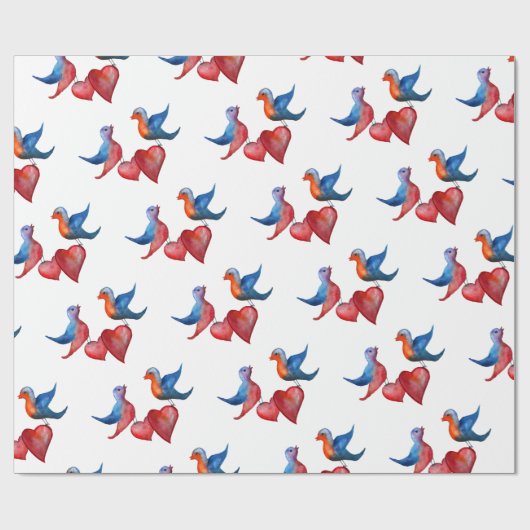 Papier Cadeau Amour, inséparables, papier d'emballage d'oiseaux (Plat)