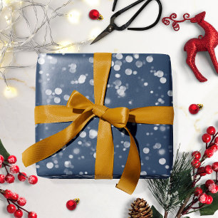 Papier Cadeau Amour & Lumière Joli Hanukkah Bokeh Bleu Marine