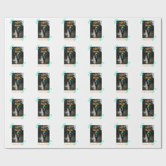 Papier Cadeau Amour & merci mariage couple photo moderne ajouter (Plat)