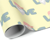 Papier Cadeau Amour mignon Valentines Jour Gnome Rose Jaune S (Coin rond)