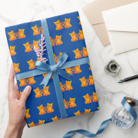 Amour Mignons Chatons Orange Sur Fond Bleu