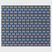 Papier Cadeau Amour Mignons Chatons Orange Sur Fond Bleu (Plat)