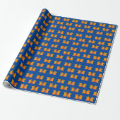 Papier Cadeau Amour Mignons Chatons Orange Sur Fond Bleu (Déroulé)