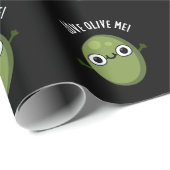 Papier Cadeau Amour Olive Me Amusant Nourriture Pun Dark BG (Coin rond)