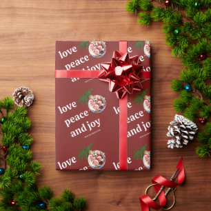 Papier Cadeau Amour Paix Joie Noël Photo Famille Bordeaux