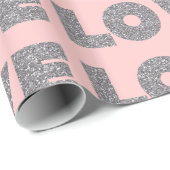 Papier Cadeau Amour Parties scintillant argent (Coin rond)