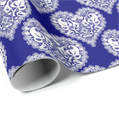 Papier Cadeau Amour sans couture Valentines Jour marine blanche (Coin rond)