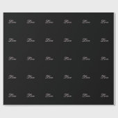 Papier Cadeau Amour Tendance Mariage Calligraphie Script Noir (Plat)