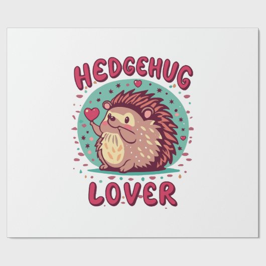 Papier Cadeau Amoureux de câlins de hérisson (Plat)