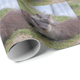 Papier cadeau amoureux de la loutre