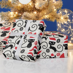 Papier Cadeau Amoureux de les chats festifs Noël