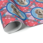 Papier Cadeau Amoureux de les chiens rouges et bleus Papier d'en (Coin rond)