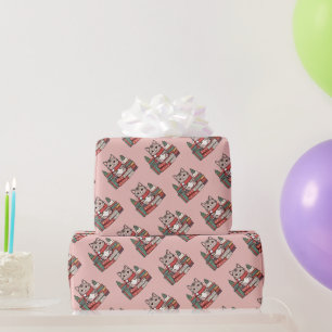 Papier Cadeau amoureux des chats d'amoureux du livre