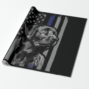 Papier Cadeau Amoureux des chiens   Black Labrador American Flag