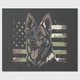 Papier Cadeau Amoureux du Berger Allemand Drapeau Américain USA