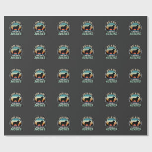 Papier Cadeau Amoureux du chien berger australien Rétro Coucher