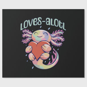 Papier Cadeau Amours romantiques - axolotl heureux
