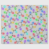 Papier Cadeau Ampoules de Noël brillantes (Plat)