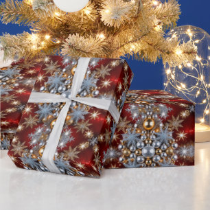 Papier Cadeau Ampoules de Noël festives flocons de neige