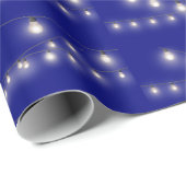 Papier Cadeau Ampoules Lumineuses Sur Bleu (Coin rond)