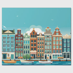 Papier Cadeau Amsterdam Hollande -thème Architecture néerlandais